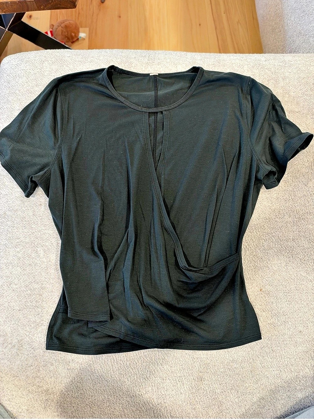 Lululemon Wrap Front Mock Neck Crop Short Sleeve Top in Black
